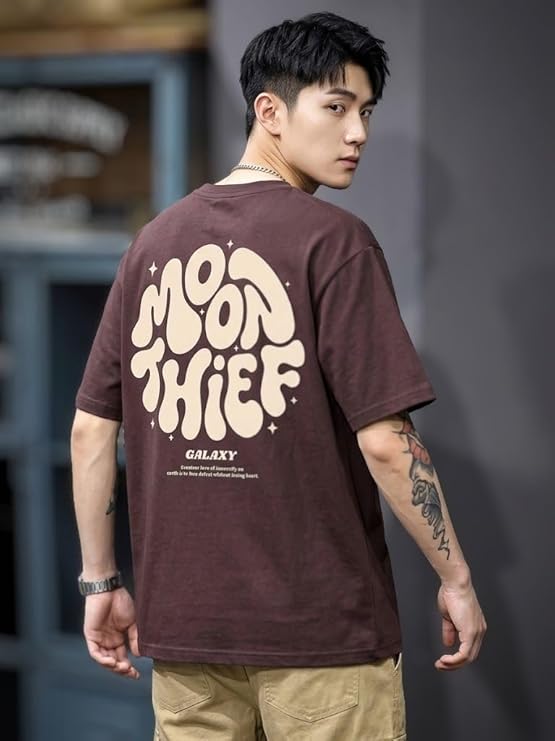 Moon Thief Galaxy Oversized Graphic T-Shirt – Coffee Brown