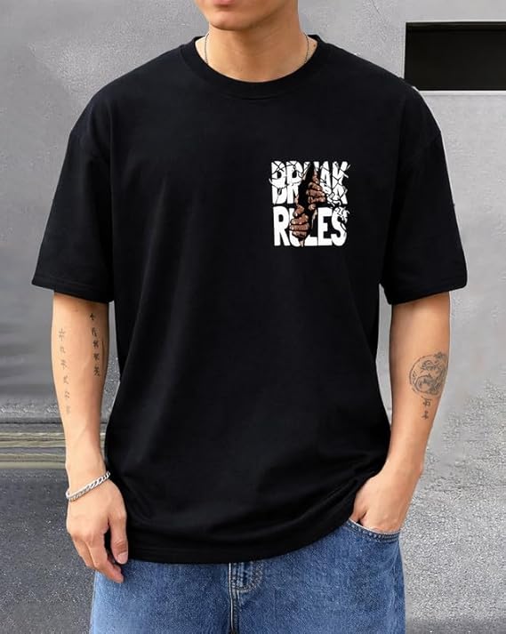 Break Down Rules Oversized Graphic T-Shirt – Black