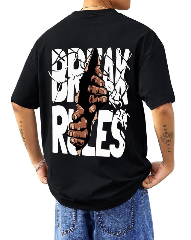 Break Down Rules Oversized Graphic T-Shirt – Black