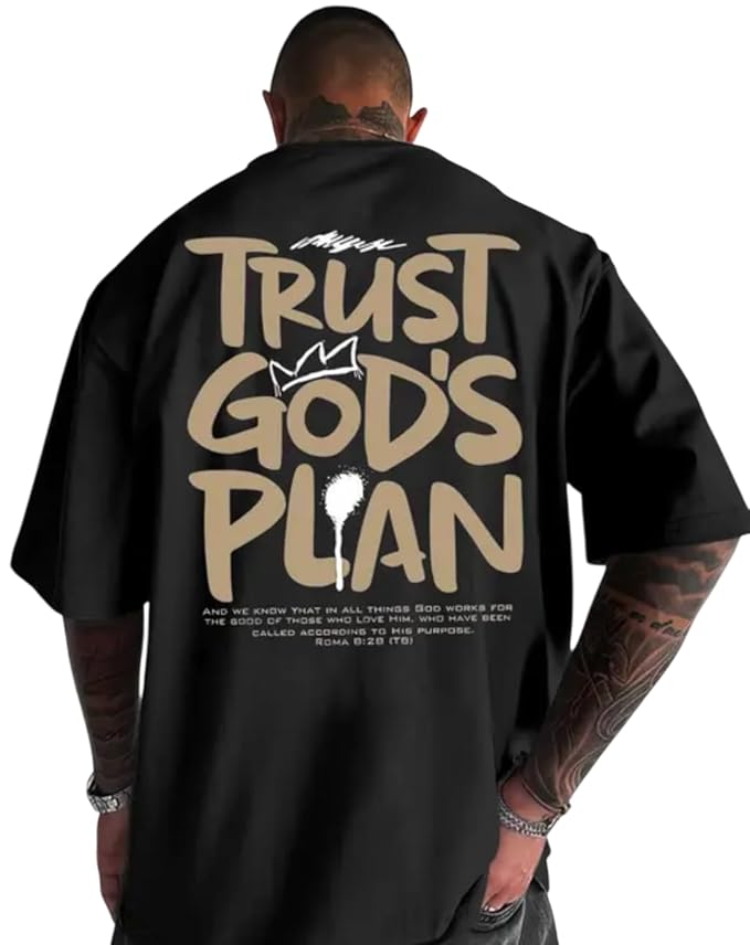 Trust God's Plan Oversized Graphic T-Shirt – Black