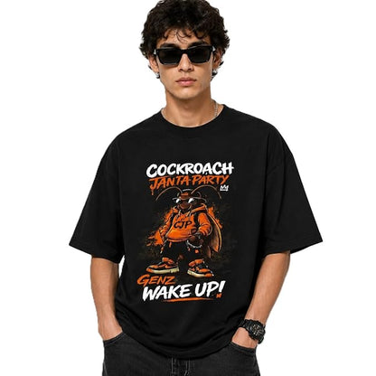 Cockroach Janta Party Oversized Graphic T-Shirt – White / Black