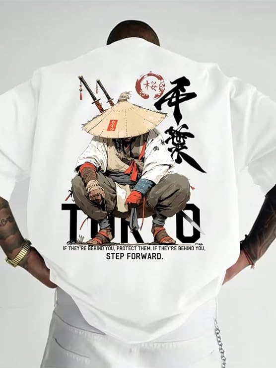 Tokyo Samurai Oversized Graphic T-Shirt – White