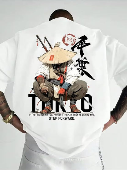 Tokyo Samurai Oversized Graphic T-Shirt – White