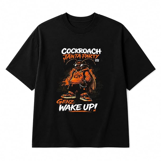 Cockroach Janta Party Oversized Graphic T-Shirt – White / Black