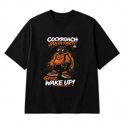 Cockroach Janta Party Oversized Graphic T-Shirt – White / Black