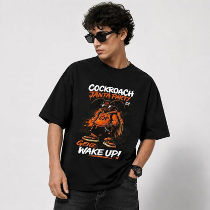 Cockroach Janta Party Oversized Graphic T-Shirt – White / Black