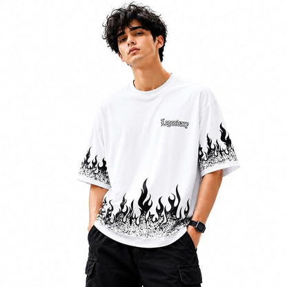 Legendary Flame Oversized Graphic T-Shirt – White