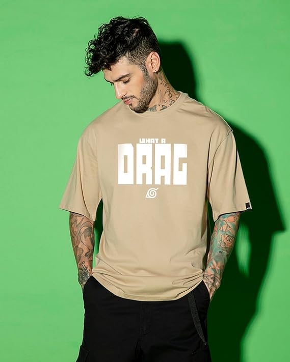 What A Drag Shikamaru Oversized Anime T-Shirt – Beige