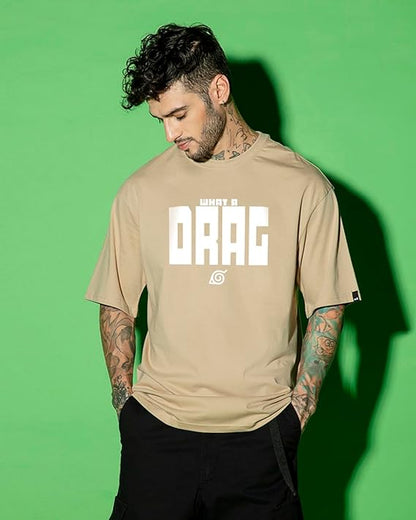What A Drag Shikamaru Oversized Anime T-Shirt – Beige