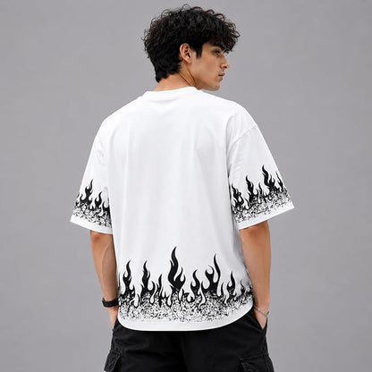 Legendary Flame Oversized Graphic T-Shirt – White