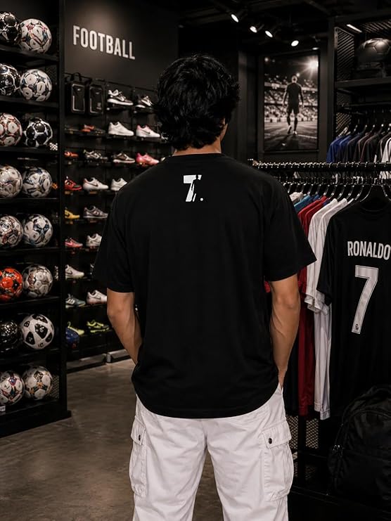 CR7 Ronaldo Graphic Oversized T-Shirt – Black