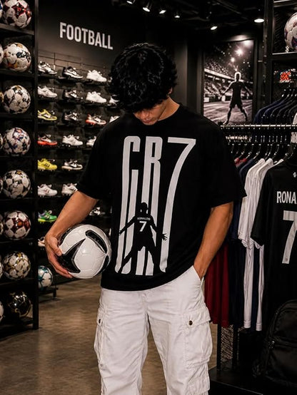 CR7 Ronaldo Graphic Oversized T-Shirt – Black
