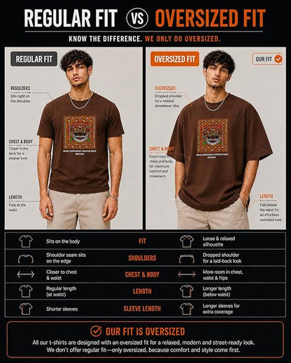 Brivido Rooted Deep Oversized Graphic T-Shirt – Coffee Brown