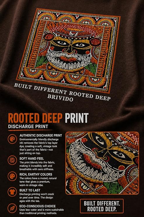 Brivido Rooted Deep Oversized Graphic T-Shirt – Coffee Brown